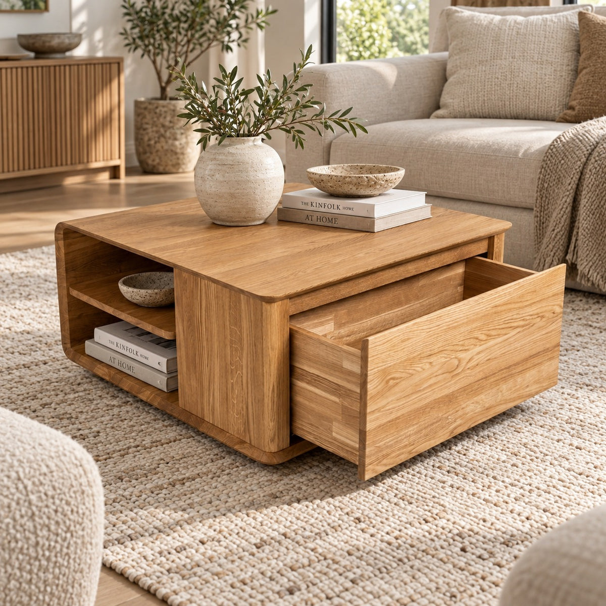 Cwellyn coffee unit, oak, natural wax oil