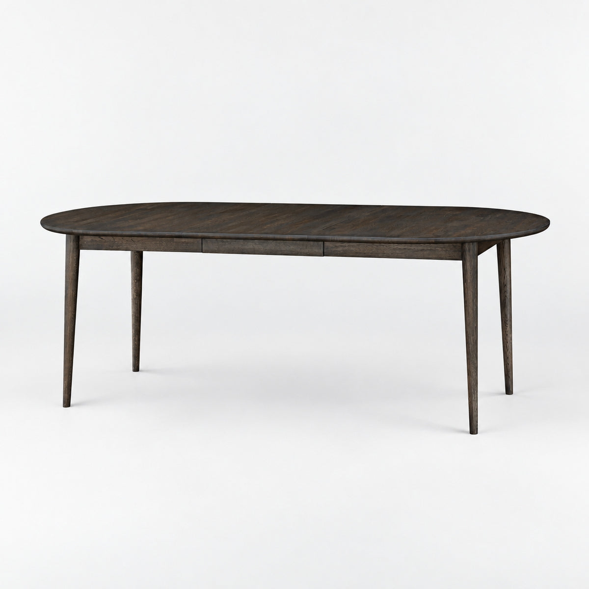 Erie extendable dining table, smoky oil — with one extension leaf