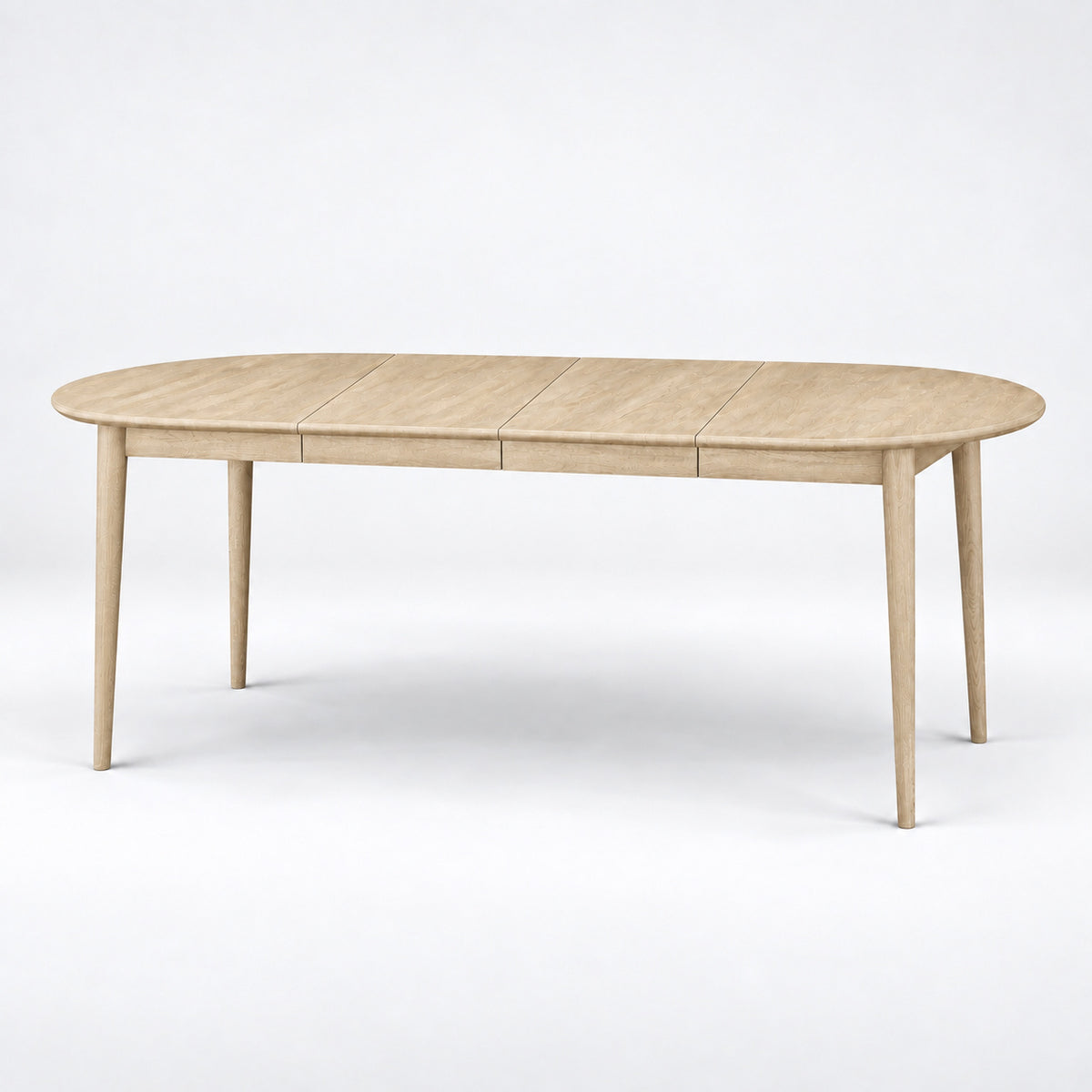 Erie extendable dining table, white oil — with two extension leaves