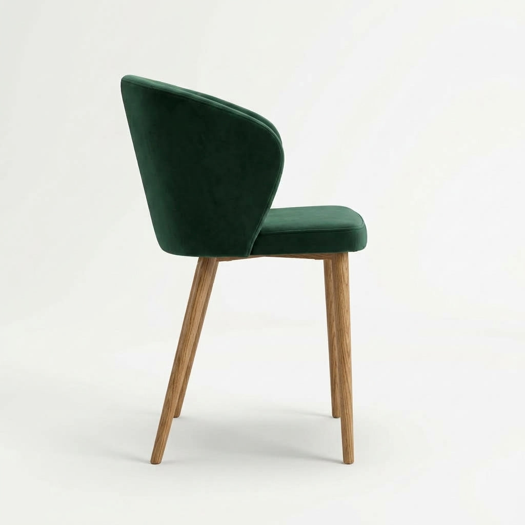 Indi Medium Bar Chair in emerald green velvet, three-quarter back view